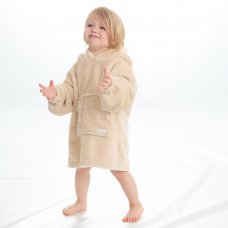 18C934: Infants Plain Oversized Plush Hoodie- Toffee (One Size - 18 Months- 3 Years)